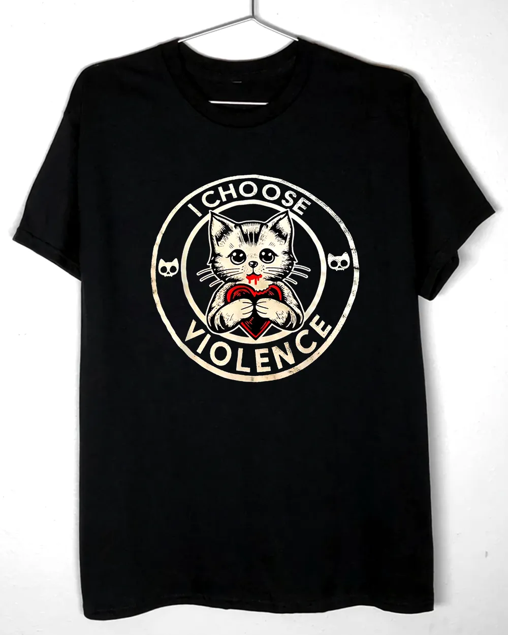 I Choose Violence Cat T Shirt Unisex Standard T-Shirt black s