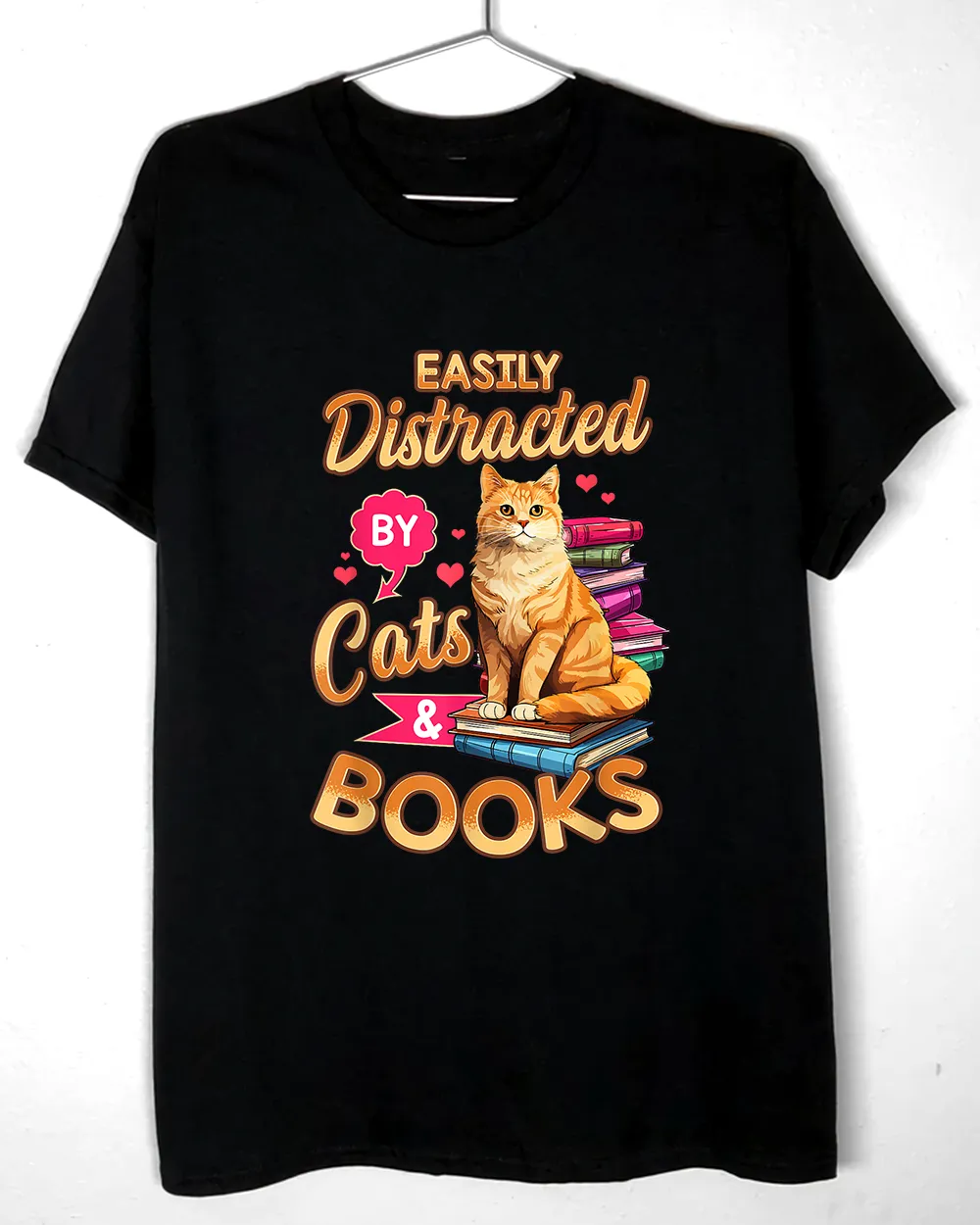 Cat Shirts For Women Book Lover Shirt Funny Cats And Books T Shirt Unisex Standard T-Shirt black s