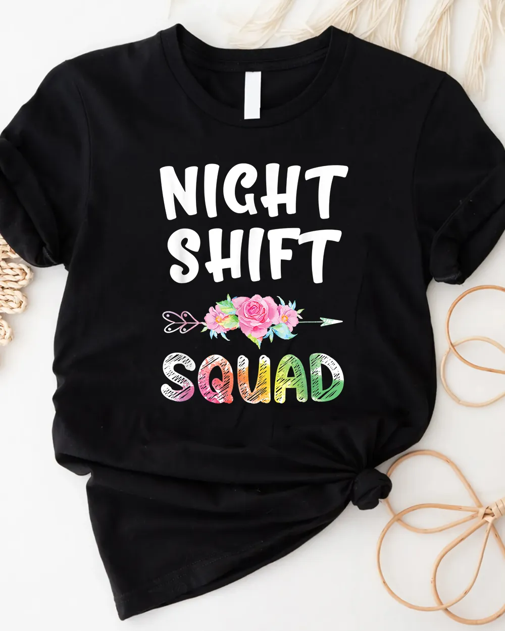 Night Shift Squad Shirt Night Shift Matching Nurse T Shirt Unisex Standard T-Shirt black s