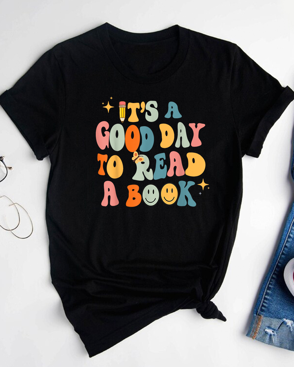 Back to School It's a Good Day to Read a Book Teacher Kids T Shirt Unisex Standard T-Shirt black s