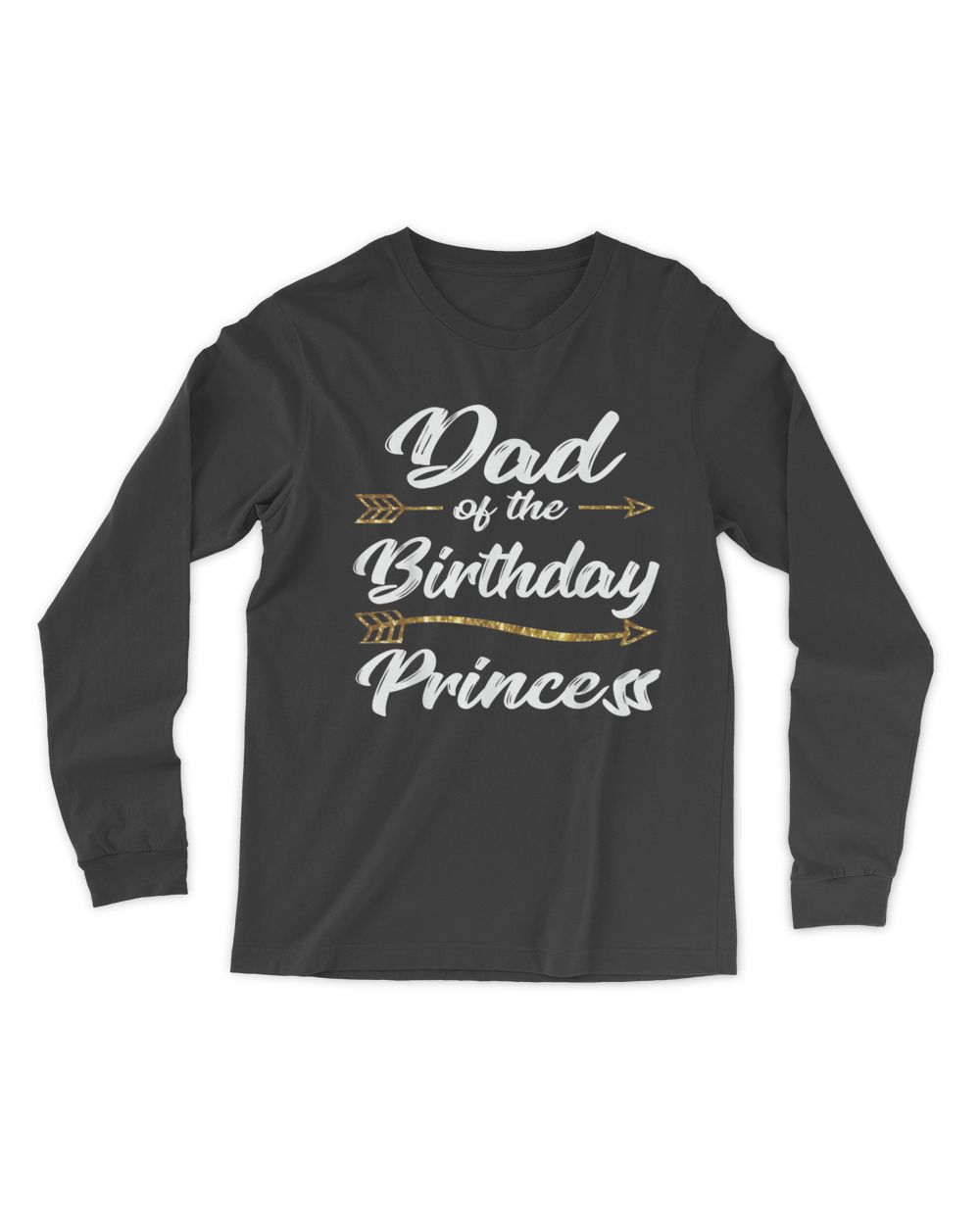 Mens Dad of the Birthday Princess Girl Tee for Father Daddy Papa T-Shirt Men's Long Sleeved T-Shirt black s