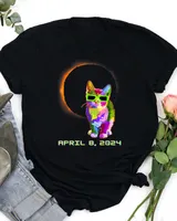 Solar Eclipse Tshirt Cat with Solar Eclipse Glasses T Shirt Unisex Standard T-Shirt black s