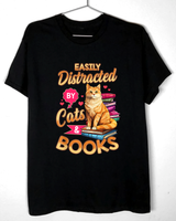 Cat Shirts For Women Book Lover Shirt Funny Cats And Books T Shirt Unisex Standard T-Shirt black s