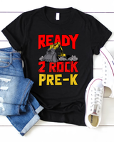 Back to School Excavator Pre K Ready 2 Rock Preschool Gift T Shirt Unisex Standard T-Shirt black s