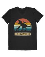 Daddy Dinosaur Daddysaurus 2 Two kids Gift Tee For Dad T-Shirt Men's V-Neck T-Shirt black s
