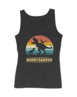 Daddy Dinosaur Daddysaurus 2 Two kids Gift Tee For Dad T-Shirt Women's Tank Top black s